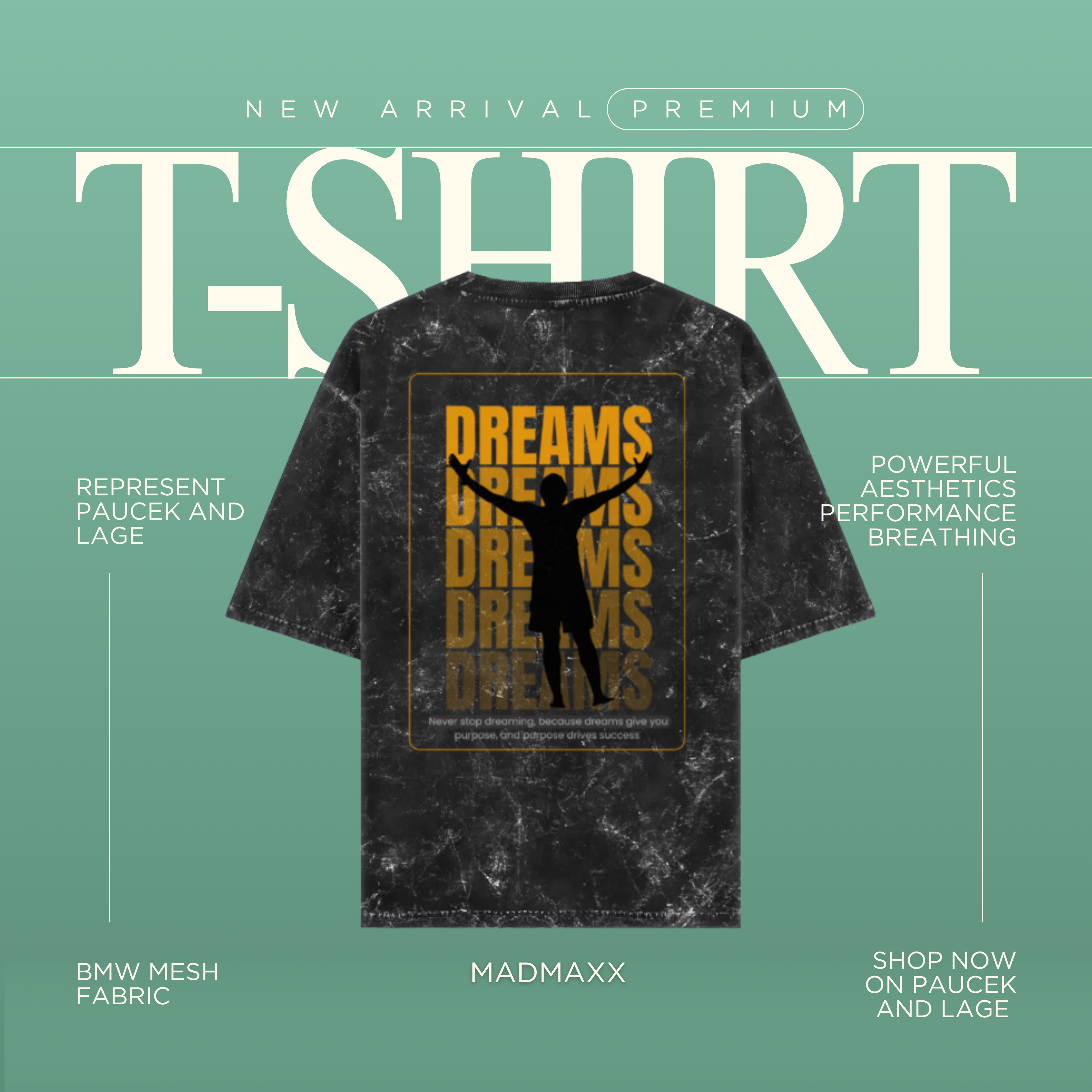 "BLACK DREAM" Unisex Acid Washed Oversized T-shirt